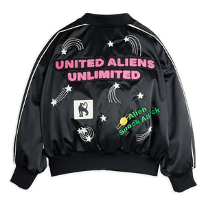 Mini Rodini - Alien Satin Recycled Fiber Baseball Jacket | Black