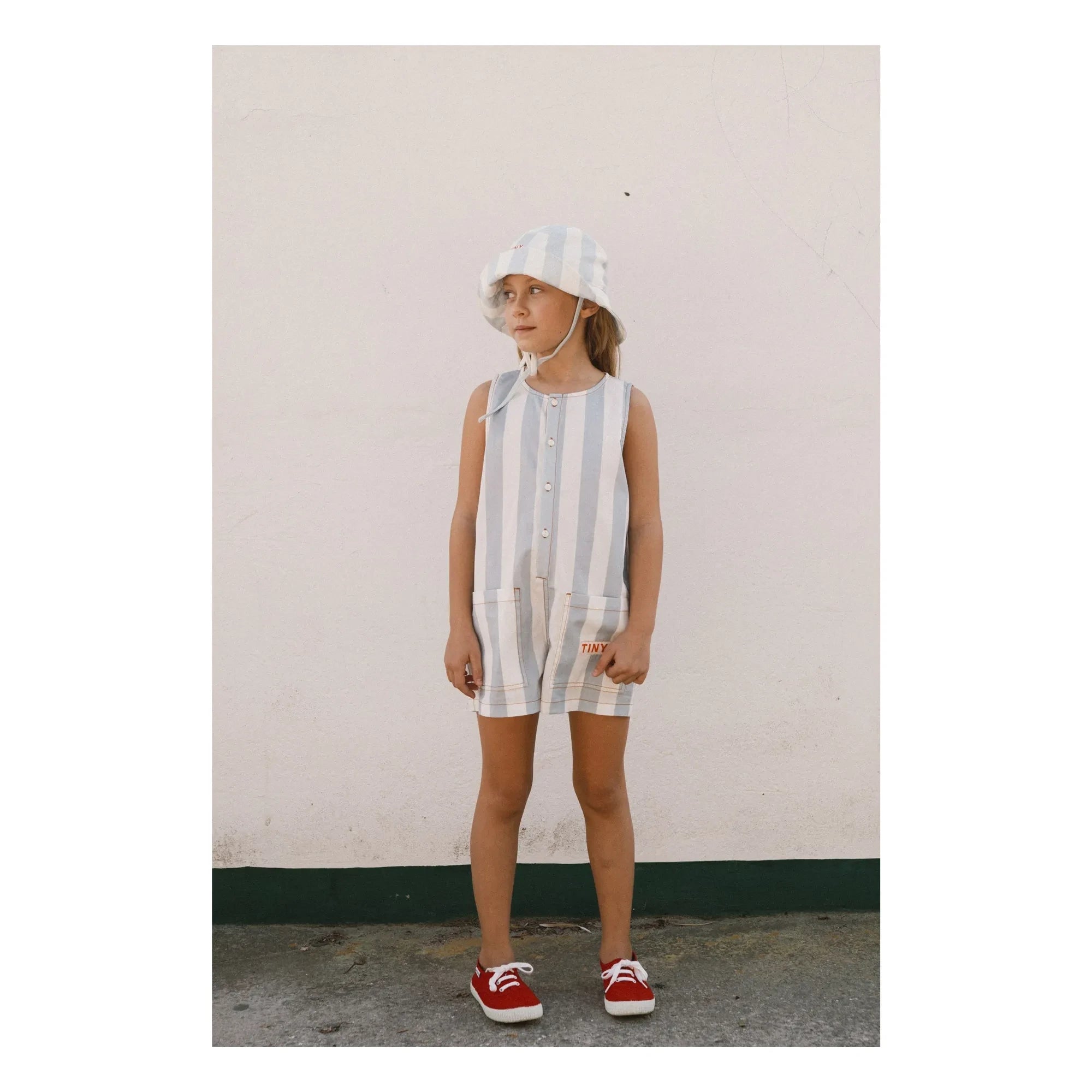 Tinycottons - Mavi İnce Çizgili Twill Tulum