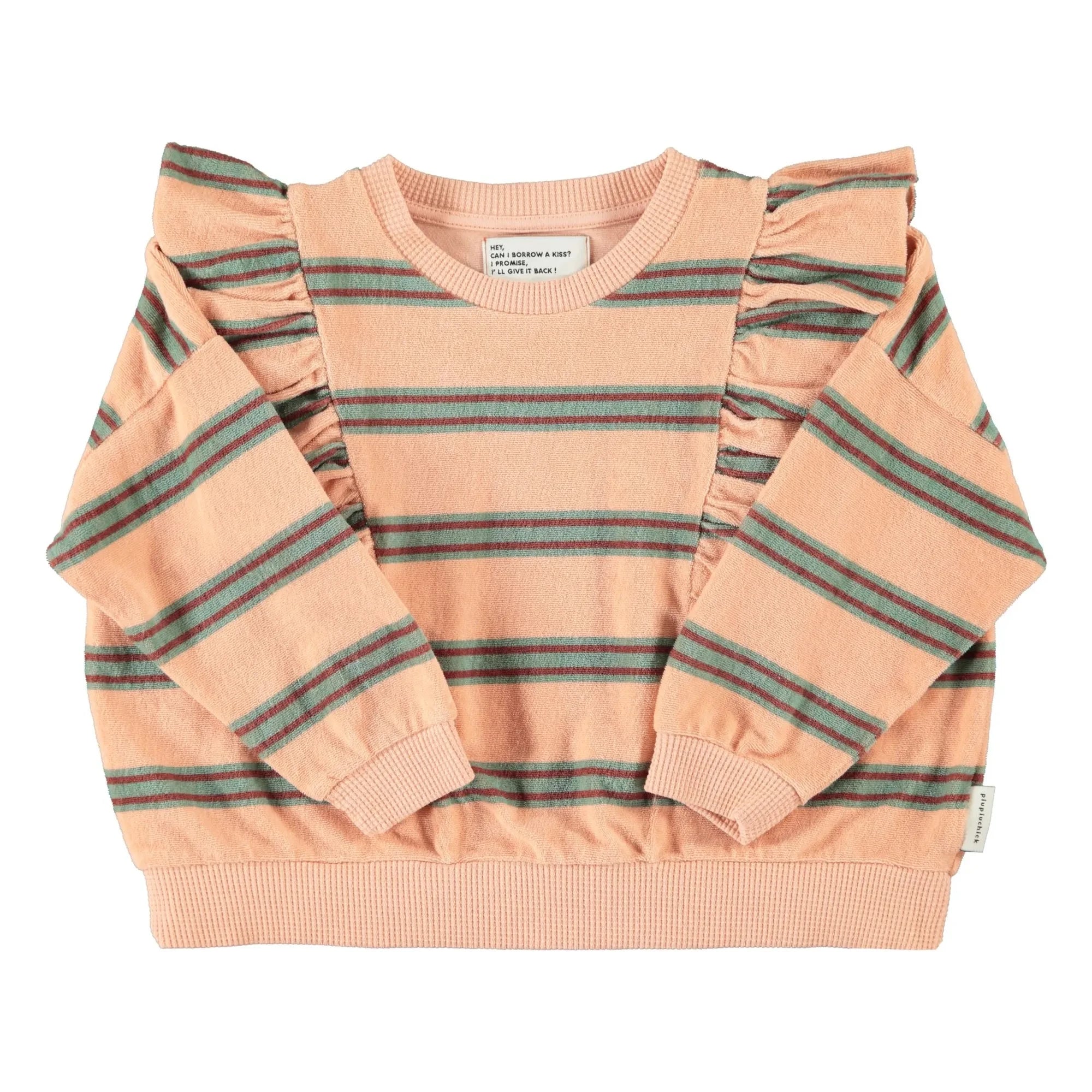 Piupiuchick - Çizgili Organik Pamuklu Sweatshirt | Pembe