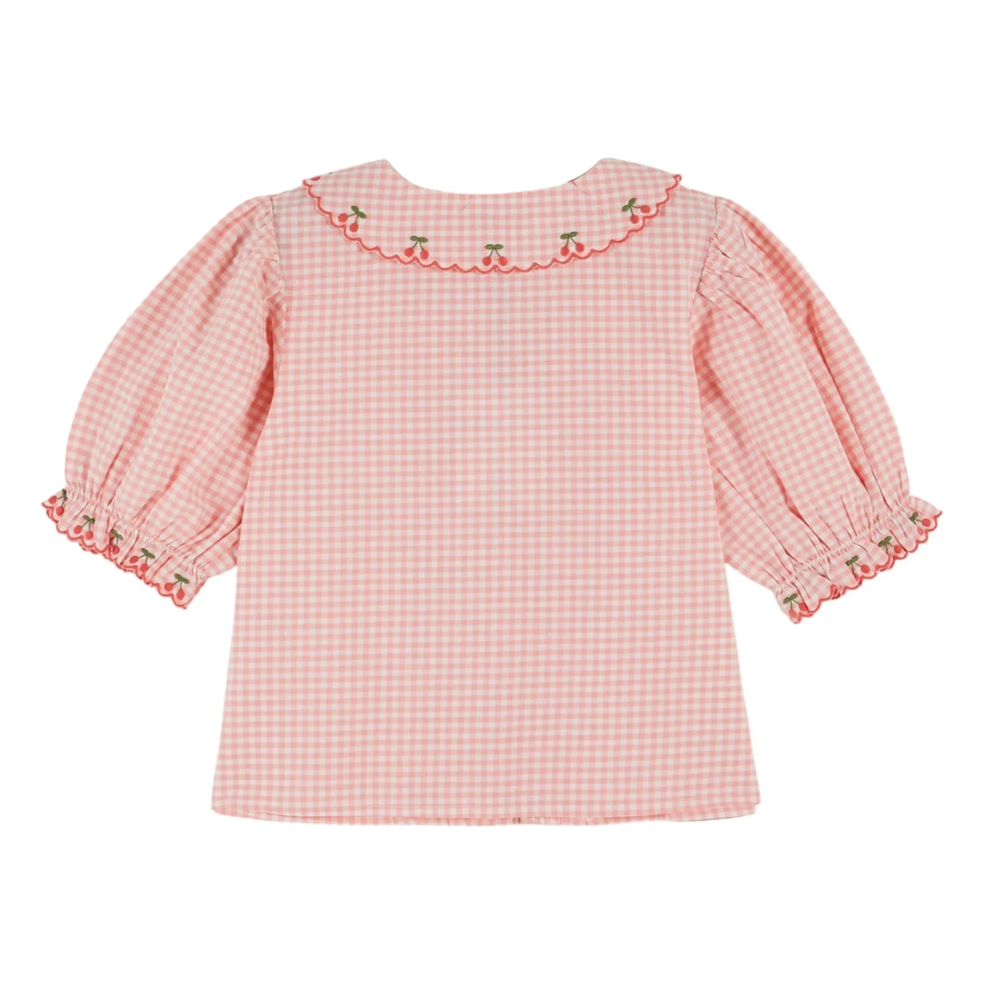 Emile et Ida – Bluse mit Vichy-Stickerei aus Bio-Baumwolle | Rosa