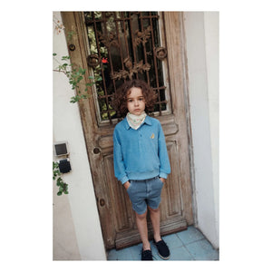 Emile et Ida - Gestreifte Denim Bermuda-Shorts | Blau
