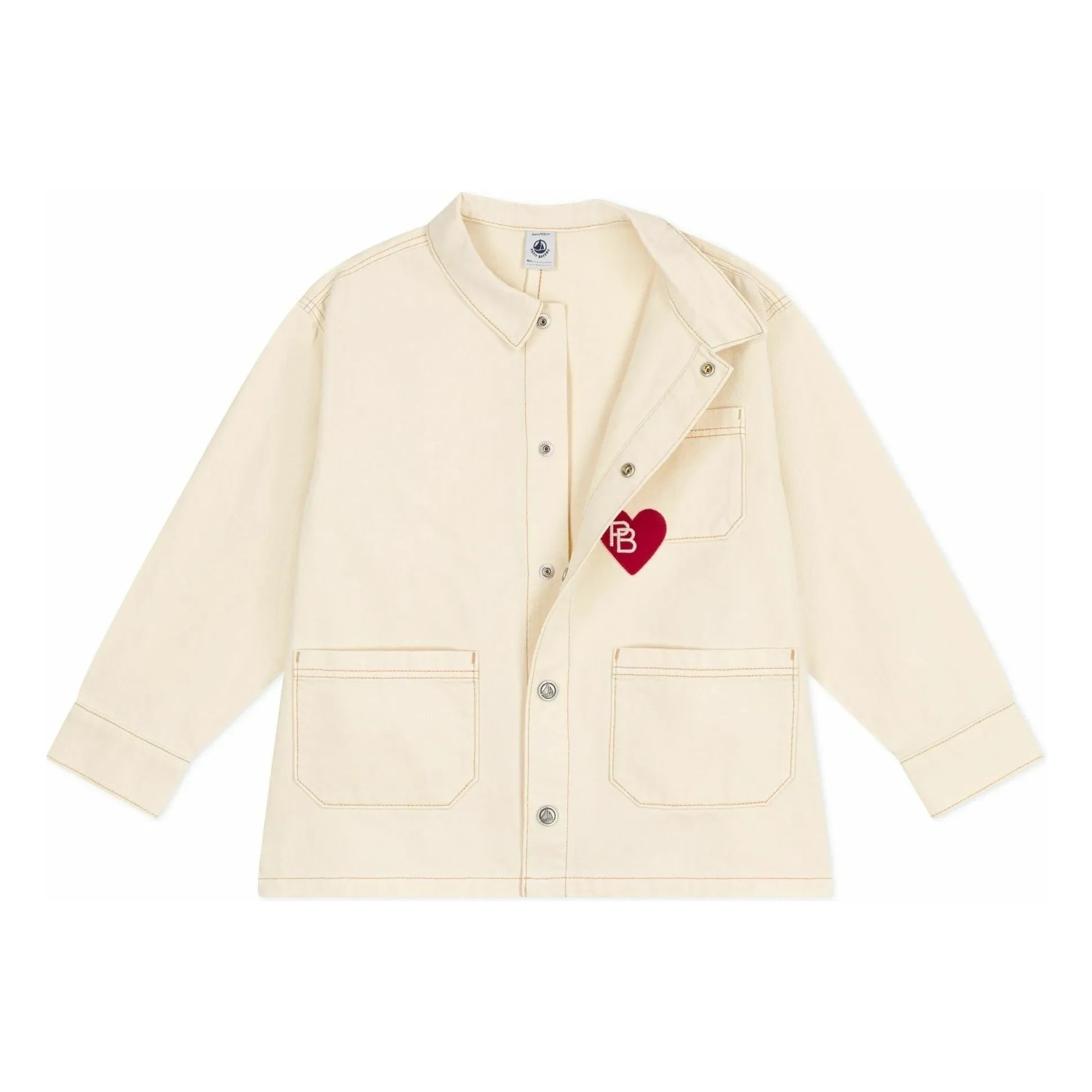 Petit Bateau - Dikişleri Belirgin Kalp Ceket | Ekru