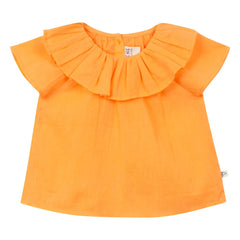 Arsène et Les Pipelettes – Bluse mit Voile-Kragen aus Bio-Baumwolle | Orange