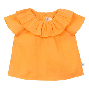 Arsène et Les Pipelettes – Bluse mit Voile-Kragen aus Bio-Baumwolle | Orange