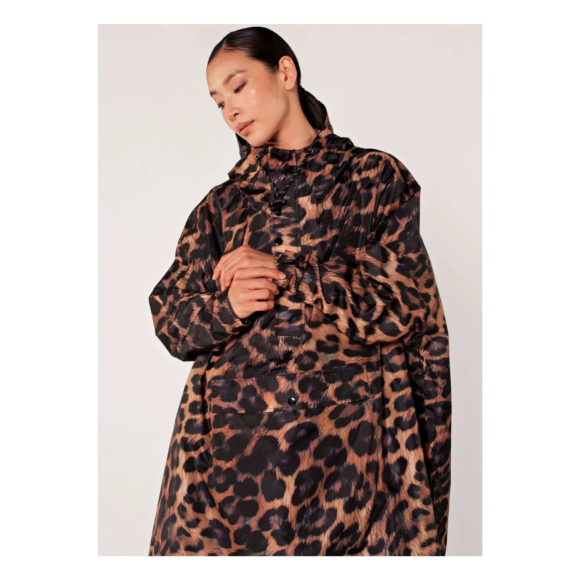 Rainkiss - Dark Leopard Waterproof Cape - Women's Collection | Brown