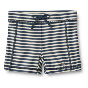Wheat - Badehose aus recycelten Fasern mit Ulrik-Muster | Dunkelblau