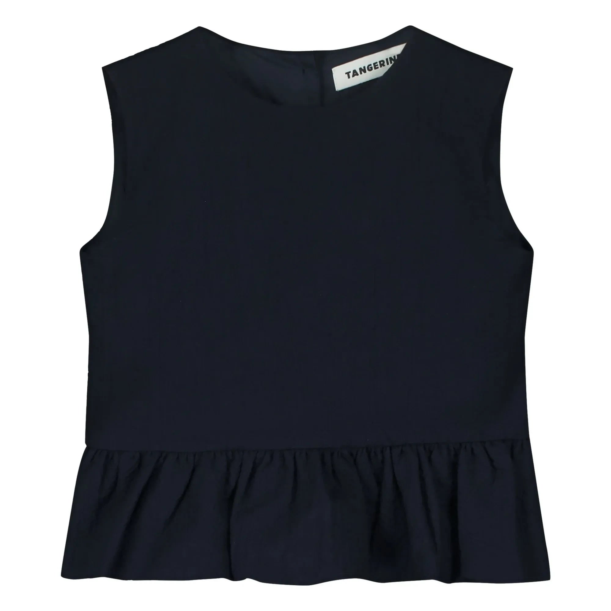 Tangerine - Sleeveless Ruffled Top | Dark Blue