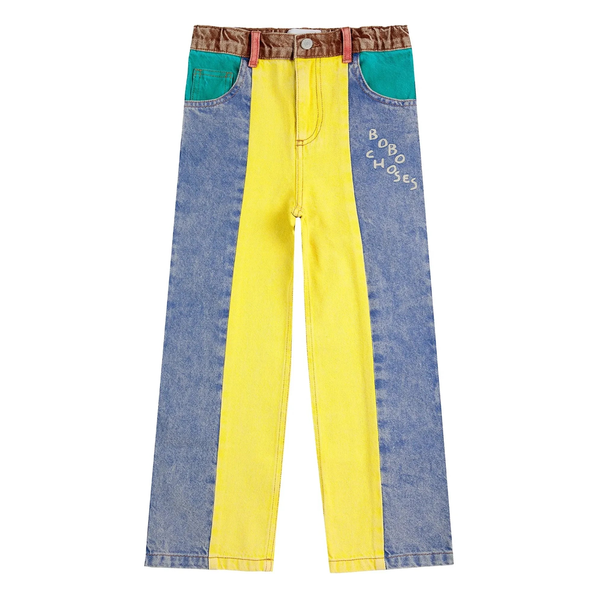 Bobo Choses - Renk Bloklu Organik Pamuk Jeans | Sarı