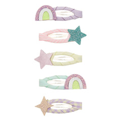Mimi & Lula - Set of 5 Rainbow and Star Hair Clips | Lilac