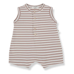 1+ in the family - Pedro Striped Romper | Dark Brown