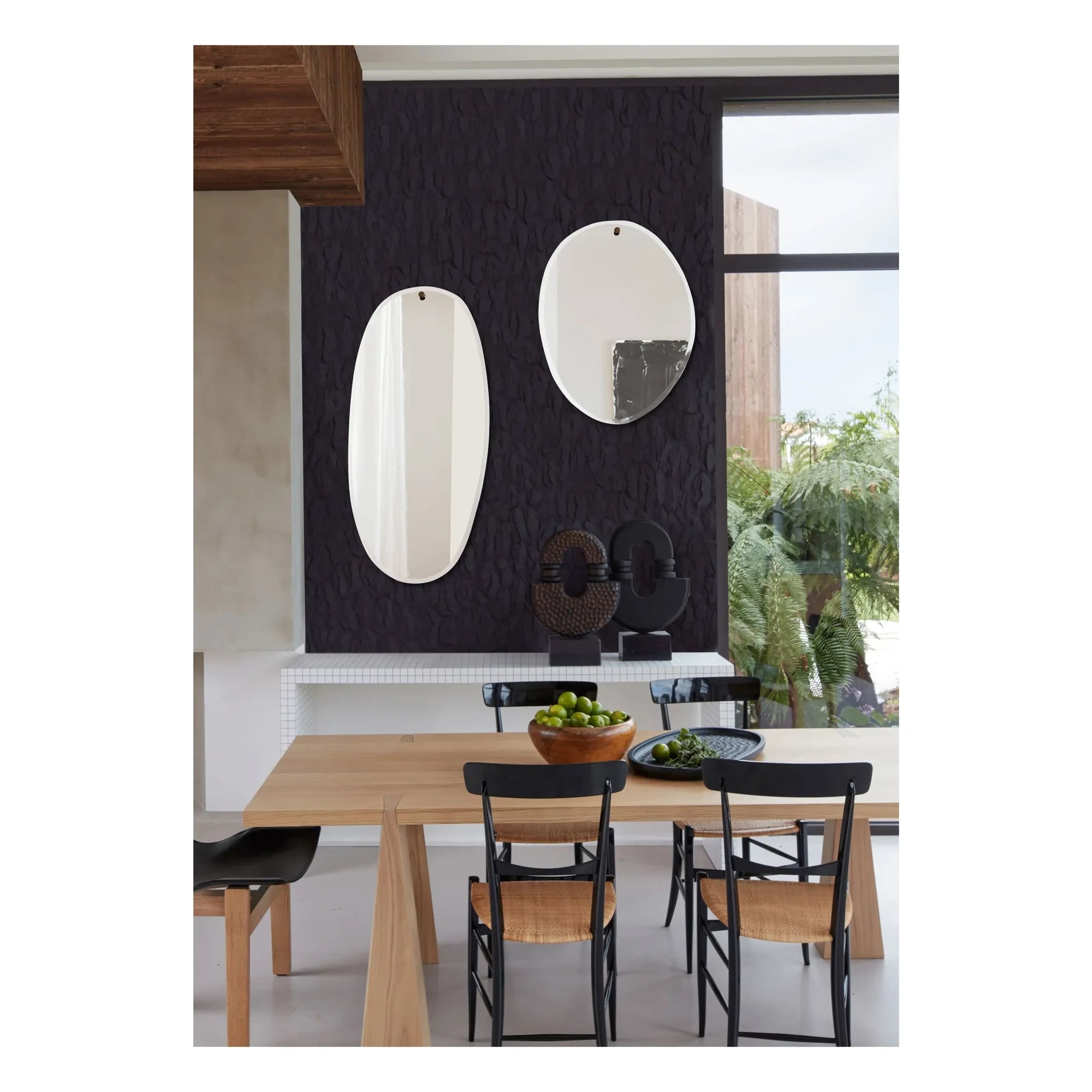 M Nuance - Abgeschrägter Spiegel - Ungeschliffene Ovalform 45x95cm