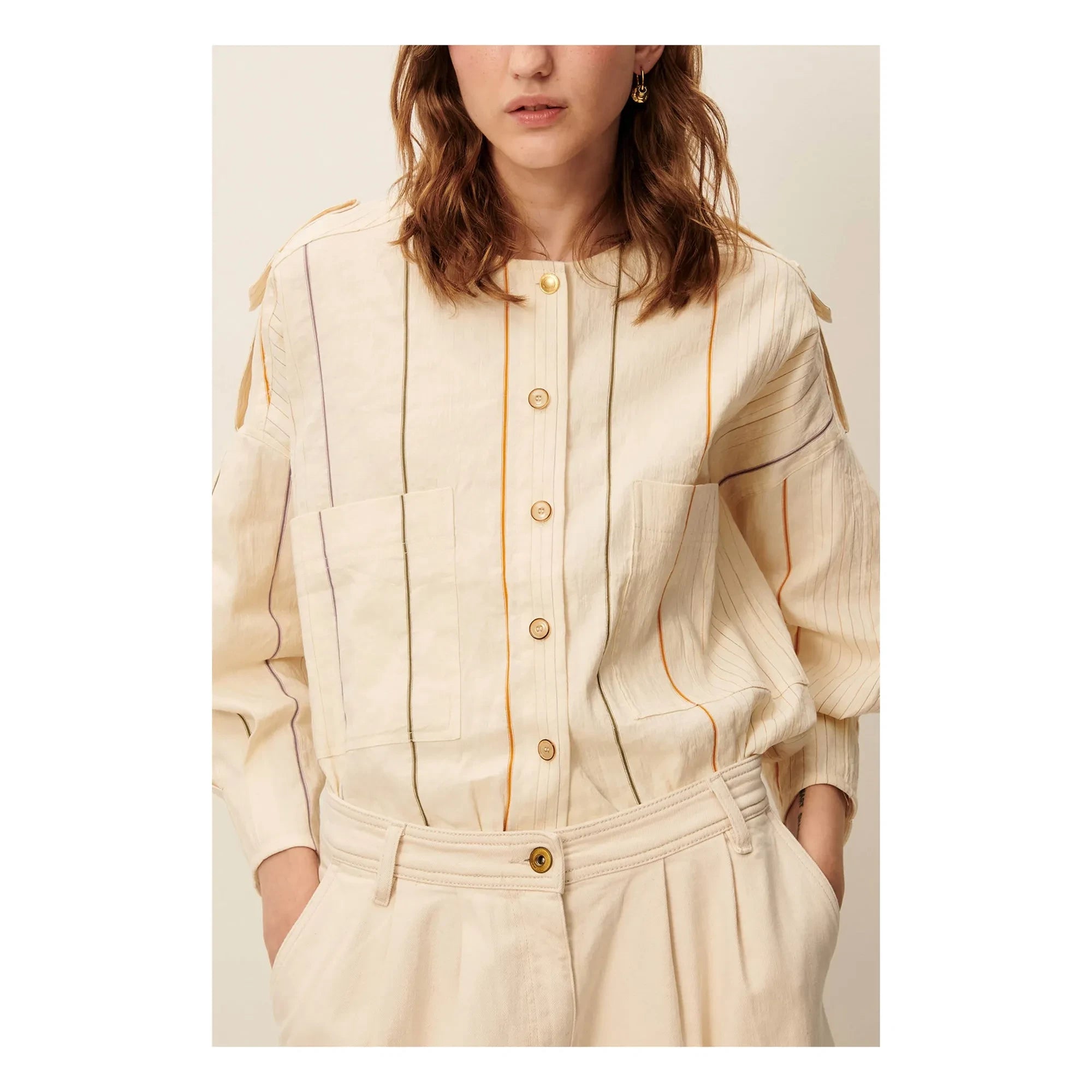 Sessùn - Calancas Jacke aus Baumwolle und Leinen | Creme