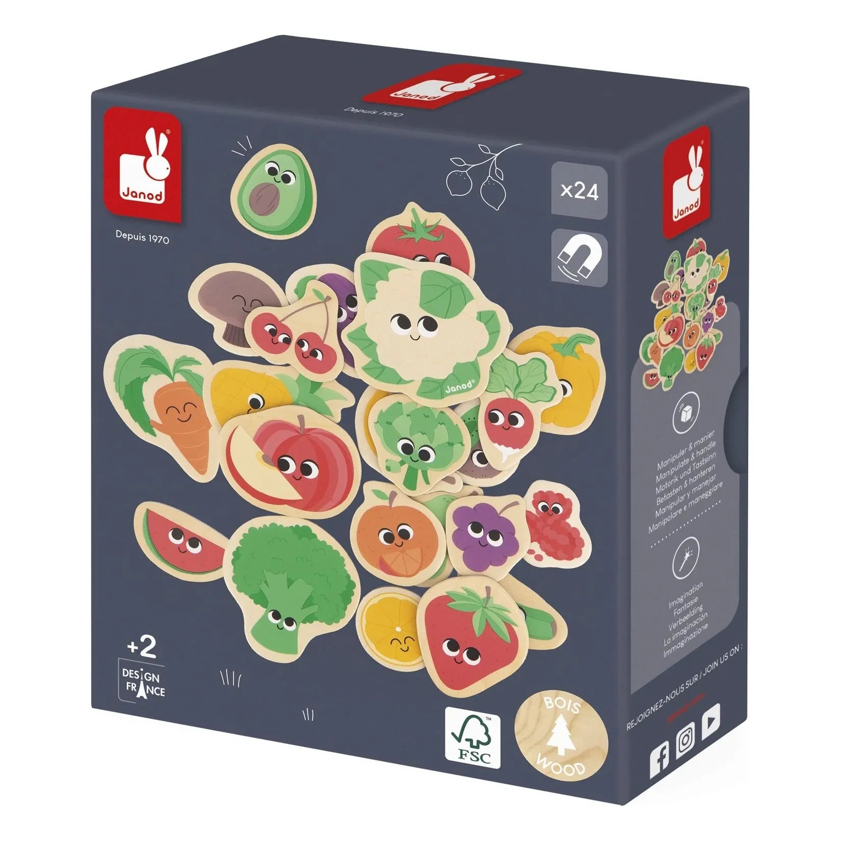 Janod - Magnete - Obst und Gemüse - 24 Teile