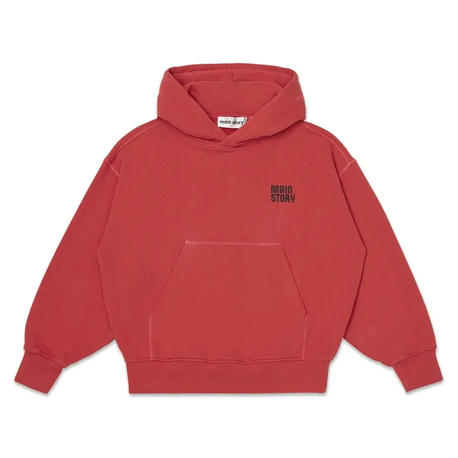 Main Story - Organik Pamuk Logolu Kapüşonlu Sweatshirt | Kırmızı