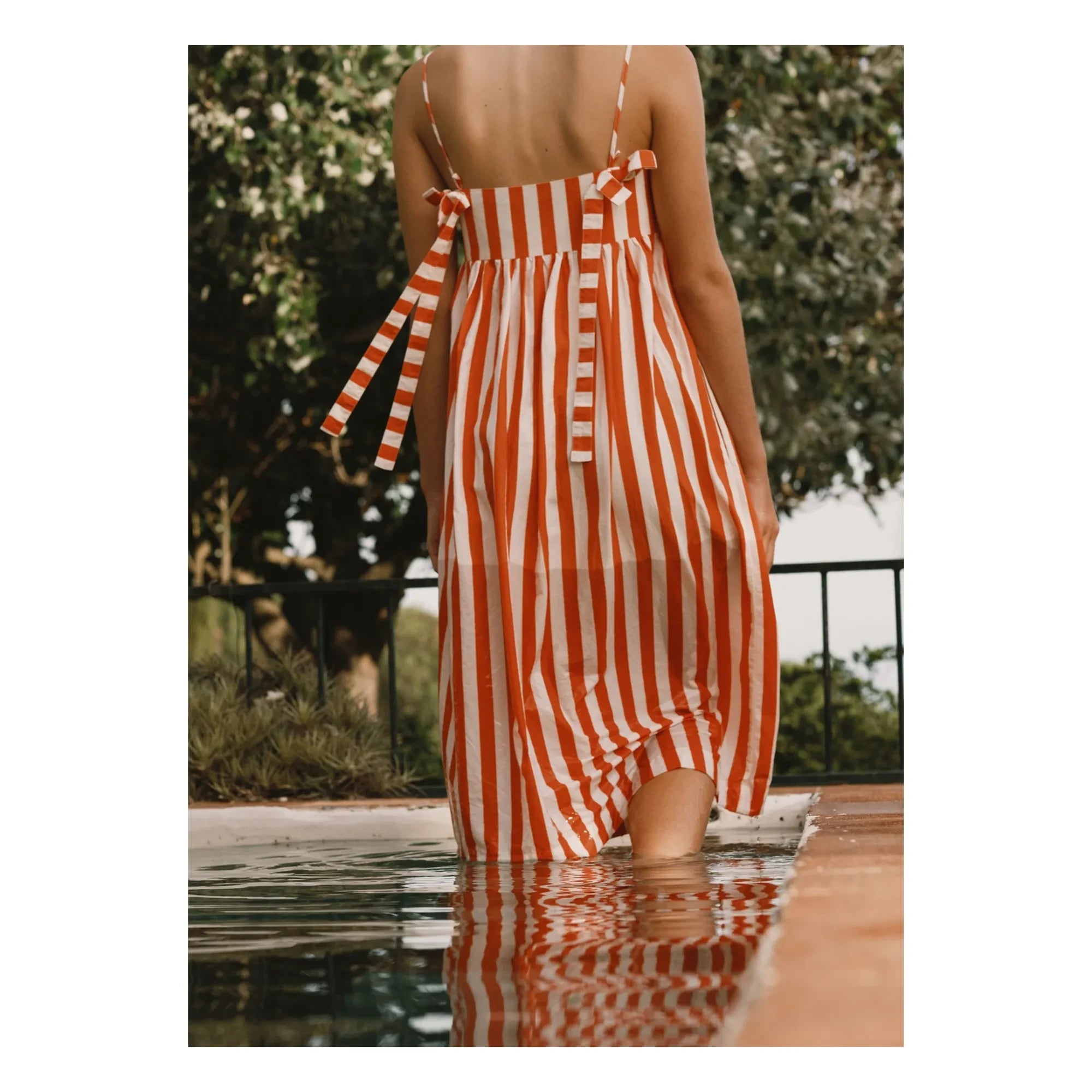 The Tiny Big Sister - Linen and cotton striped dress | Red
