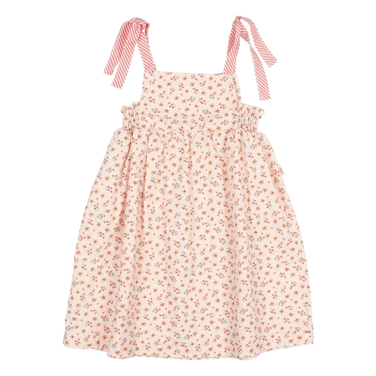 Búho - Seersucker floral bow dress | Peach