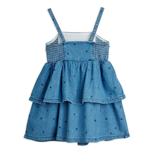 Mini Rodini - Organic Cotton Polka Dot Denim Dress | Blue