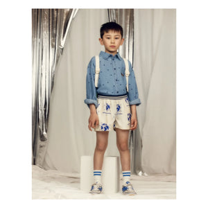 Mini Rodini - Organik pamuklu noktalı denim gömlek | Mavi