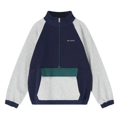 Cos I Said So - Color Block Organic Cotton Half-Zip Sweatshirt | Gray