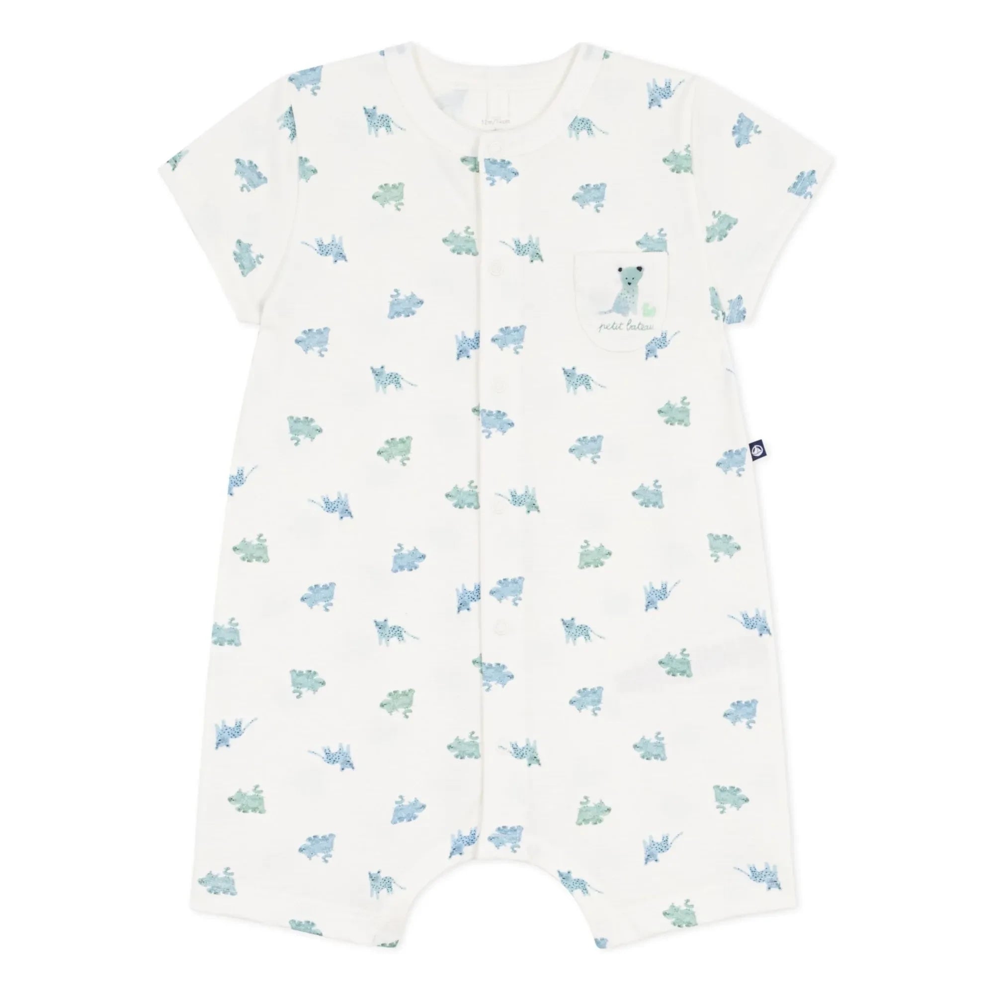 Petit Bateau - Organik Pamuklu Hayvan Desenli Tulum | Beyaz