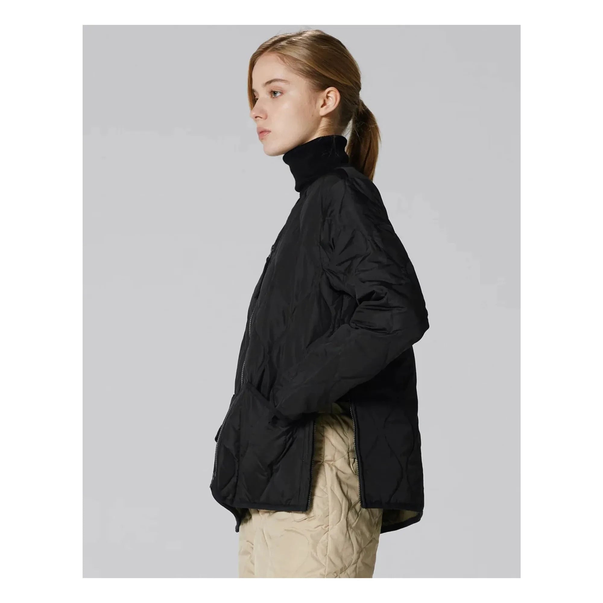 Taion - Unisex V-Ausschnitt Militärjacke | Schwarz