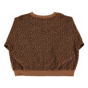 Piupiuchick - Leopar Sweat Organik Pamuklu Havlu Kumaş | Kahverengi
