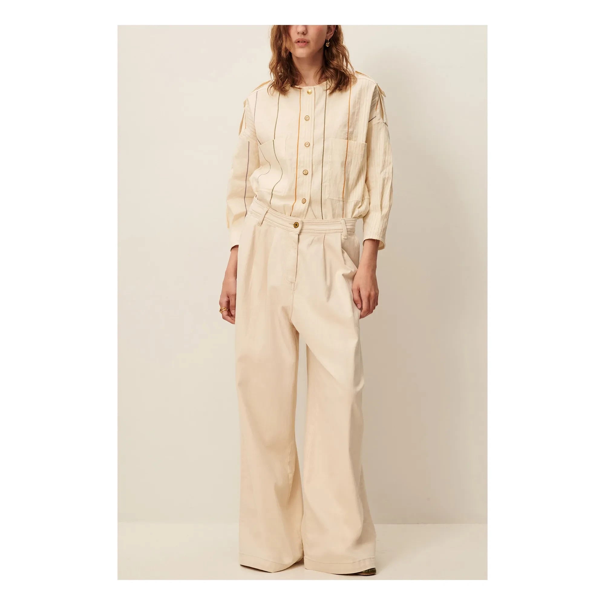 Sessùn - Calancas Jacke aus Baumwolle und Leinen | Creme