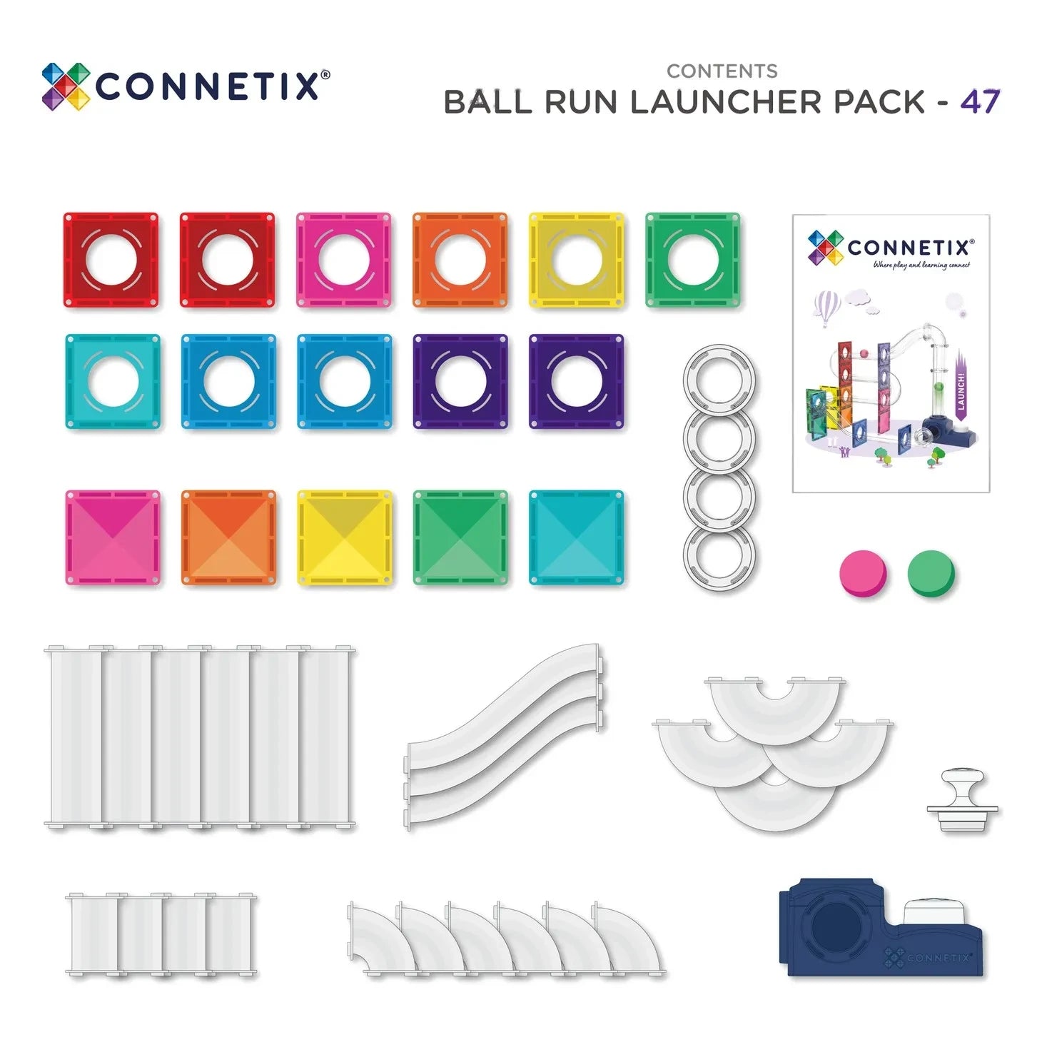 Connetix - Top Oyunu Başlatıcı Seti - 47 Parça | Rainbow