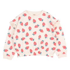Búho - Strawberry Ruffled Sweat Organic Cotton Fleece | Pale Pink