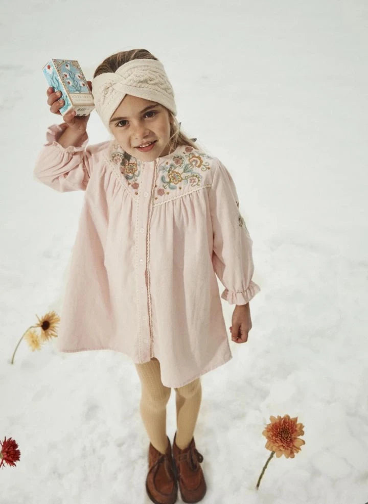 Louise Misha - Floriane İnce Kadife Elbise | Soluk Pembe