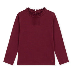 Petit Bateau - Organik pamuklu yakalı tişört | Bordo