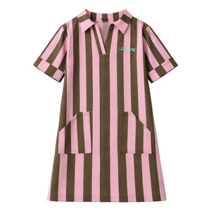Lililotte - Gestreiftes gewebtes Kleid aus Bio-Baumwolle | Olive
