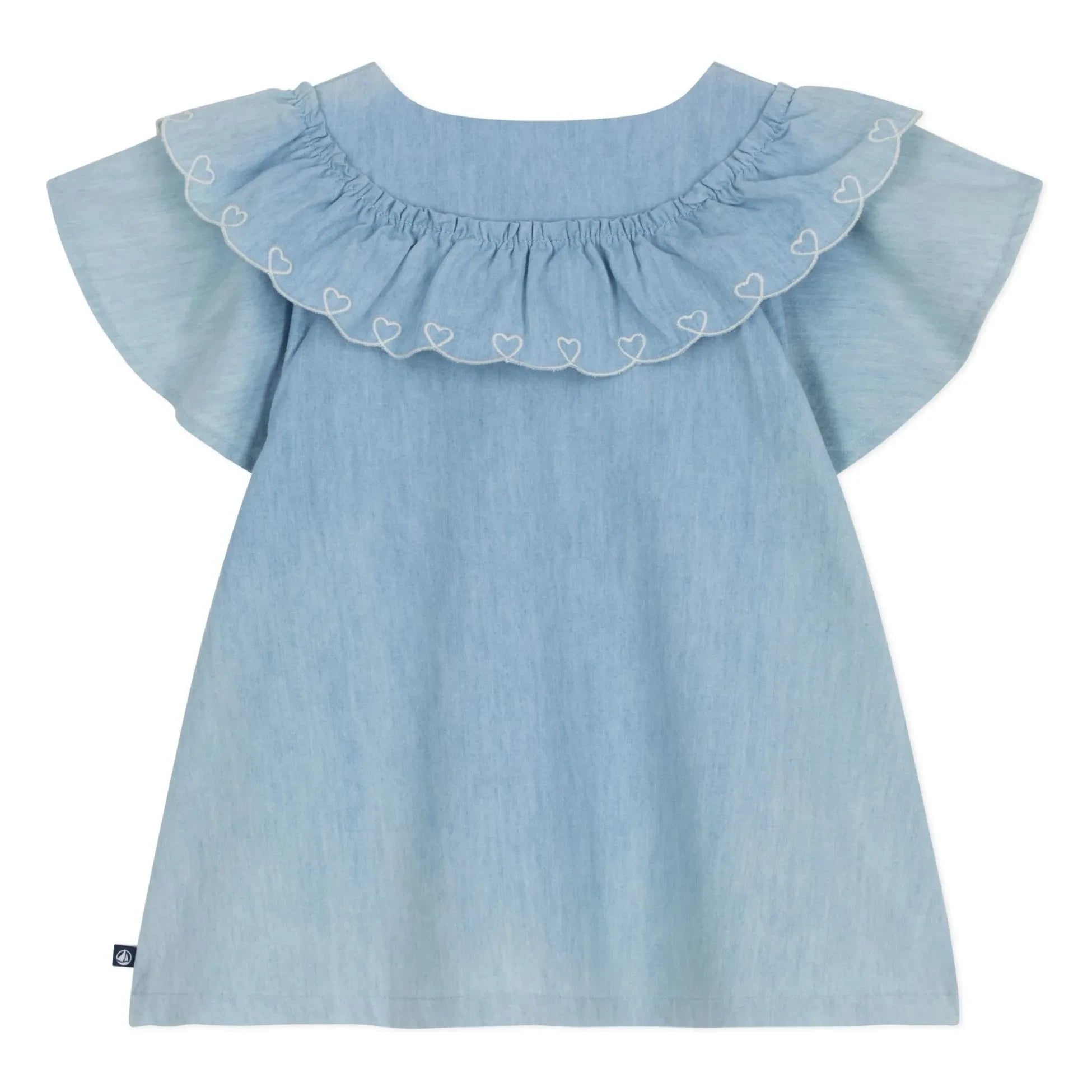 Petit Bateau - Büzgülü Bluz Chambray Organik Pamuk | Açık Mavi