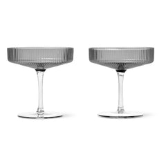 Ferm Living - Ripple şampanya kadehleri - 2'li Set | Gri