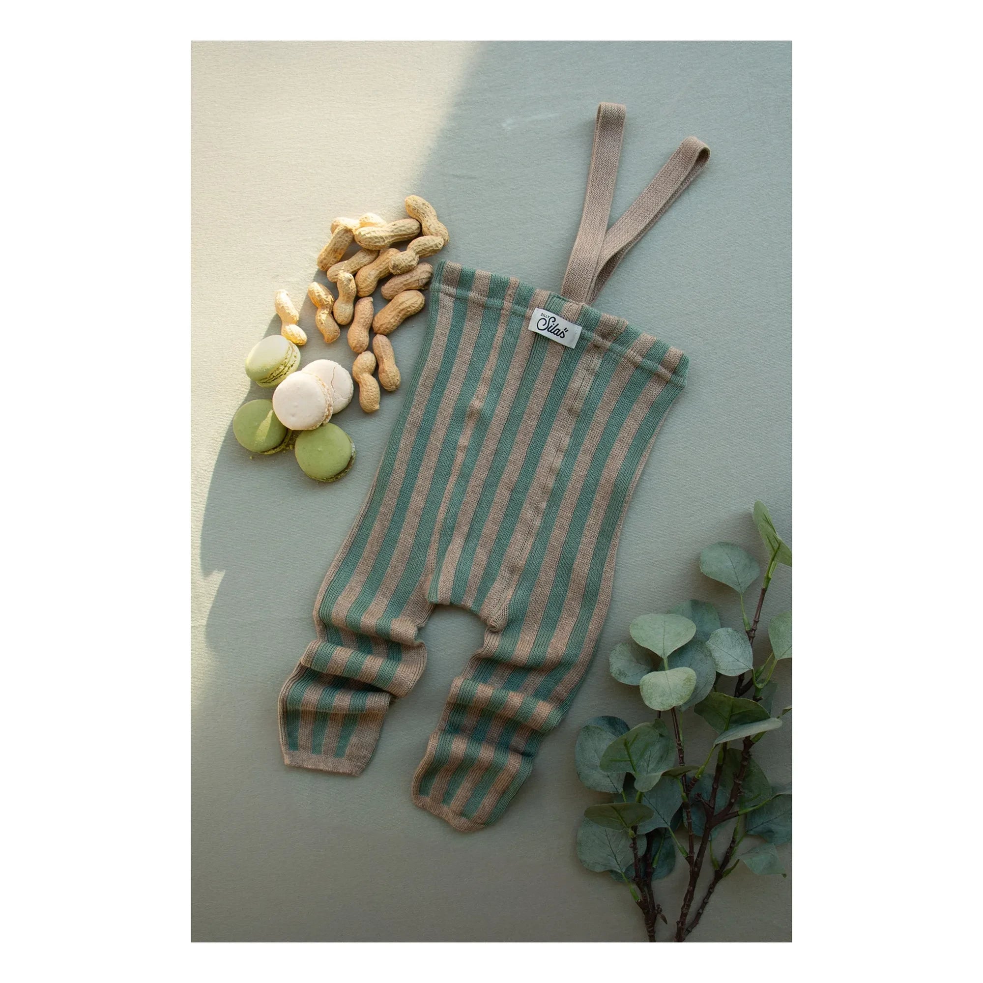 Silly Silas - Striped Organic Cotton Socks with Suspenders and No Feet | Green
