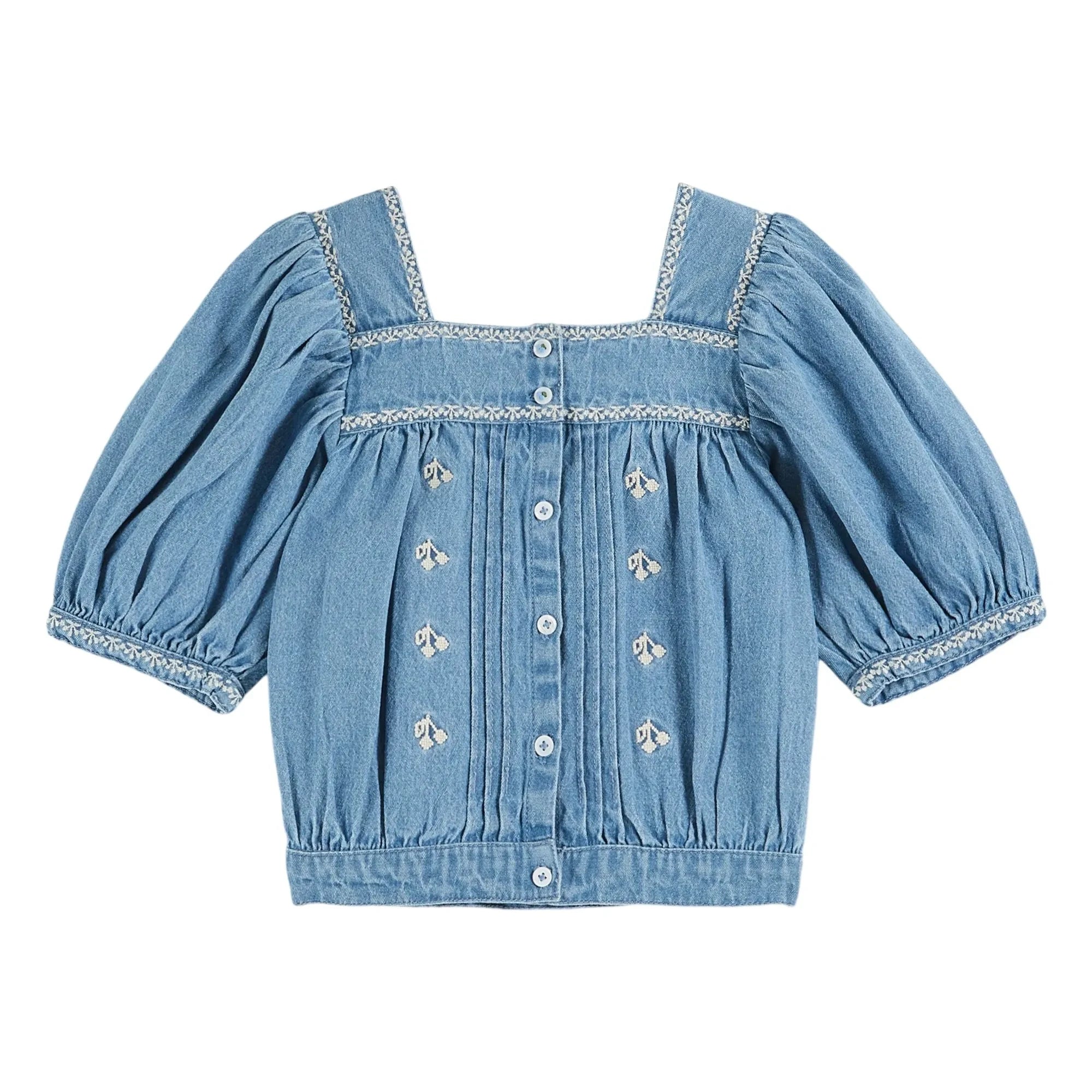Emile et Ida - Bestickte Chambray-Bluse | Denim