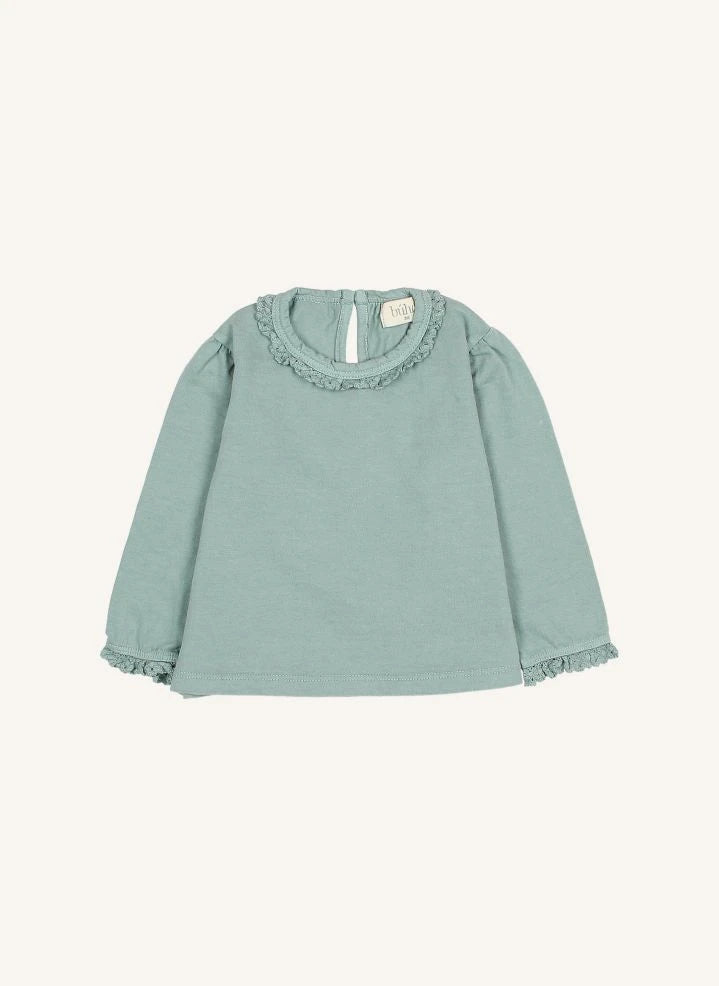 Búho - Dantel Bebé Organik Pamuk Tişört | Cedar Green