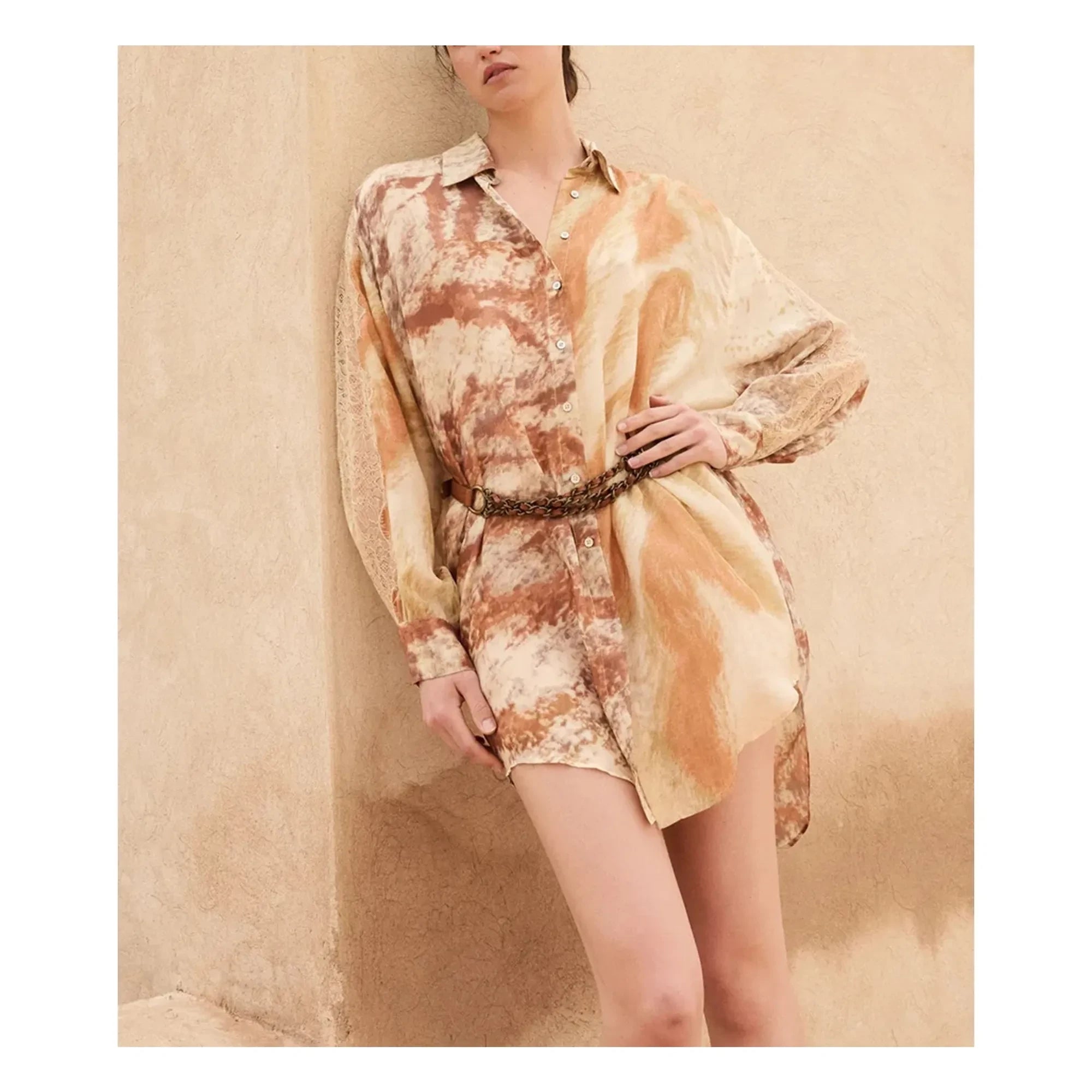 Mes Demoiselles - Smirf Seidenhemd | Beige