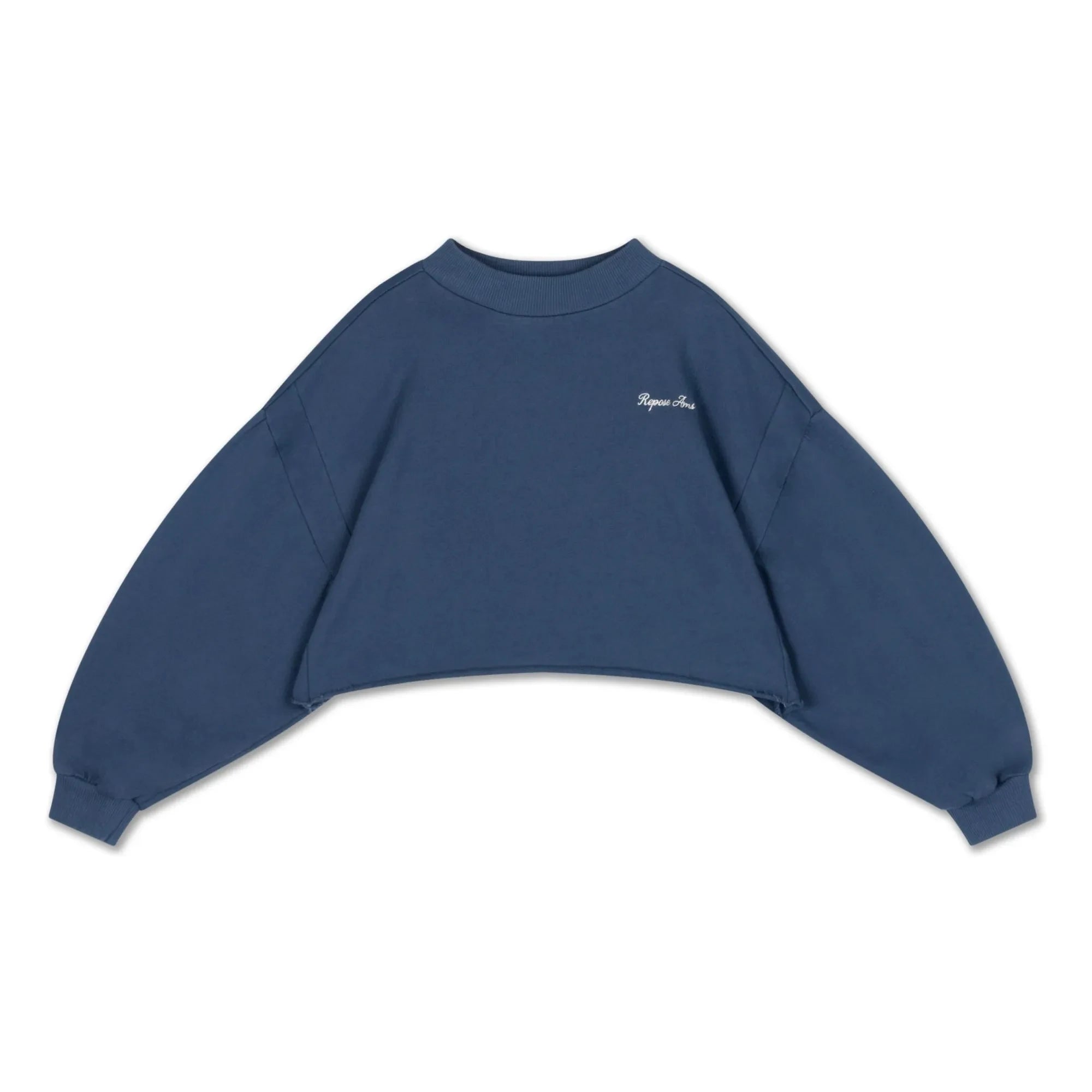 Repose AMS – Crop-Sweatshirt aus Bio-Baumwolle mit Logo | Dunkelblau