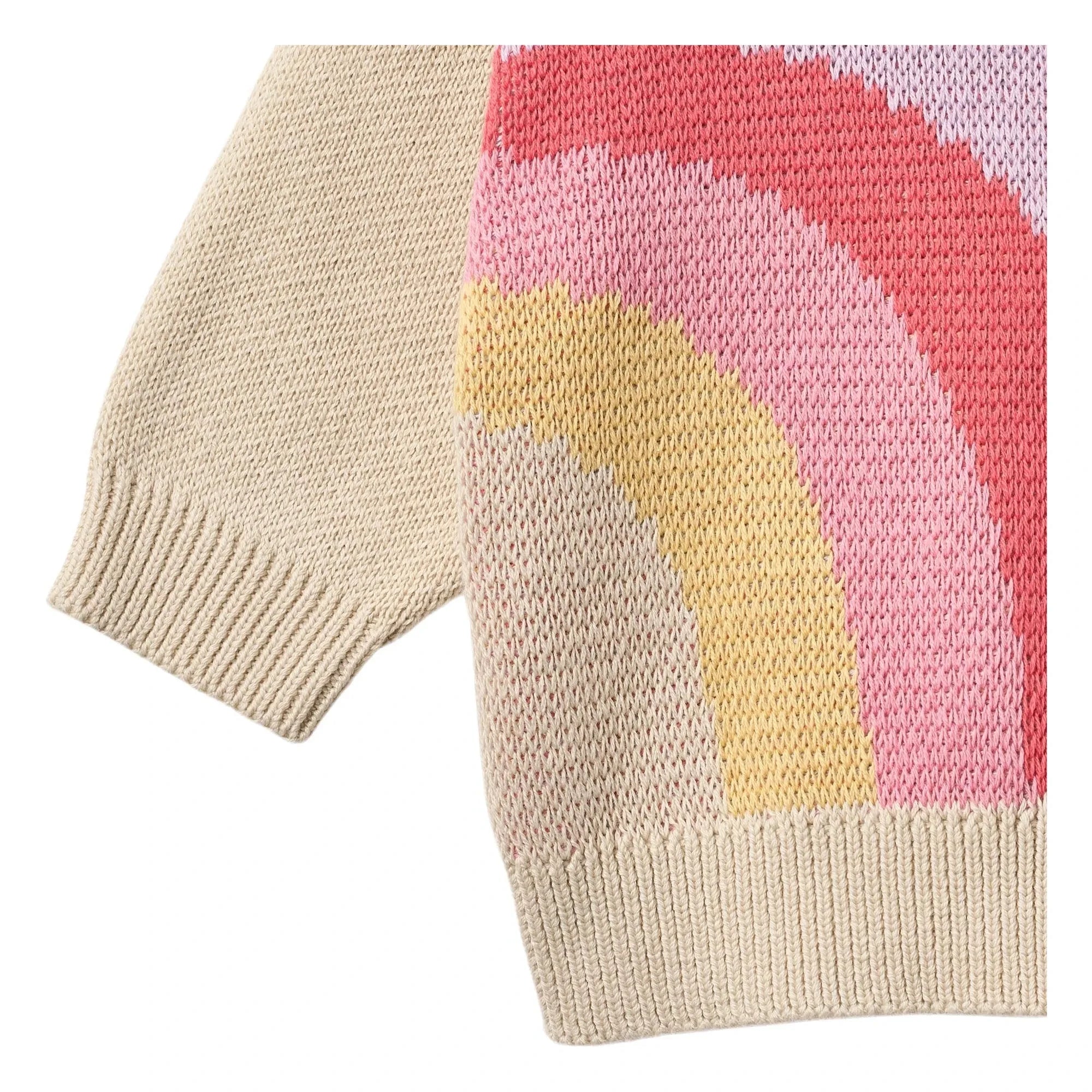 Wheat - Solveig Rainbow Organic Cotton Jacquard Sweater | Ecru