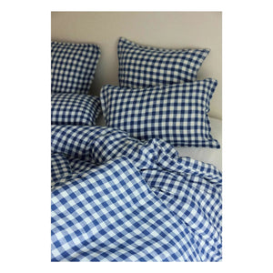 Gabrielle Paris - Vichy Washed Linen Duvet Cover | Blue