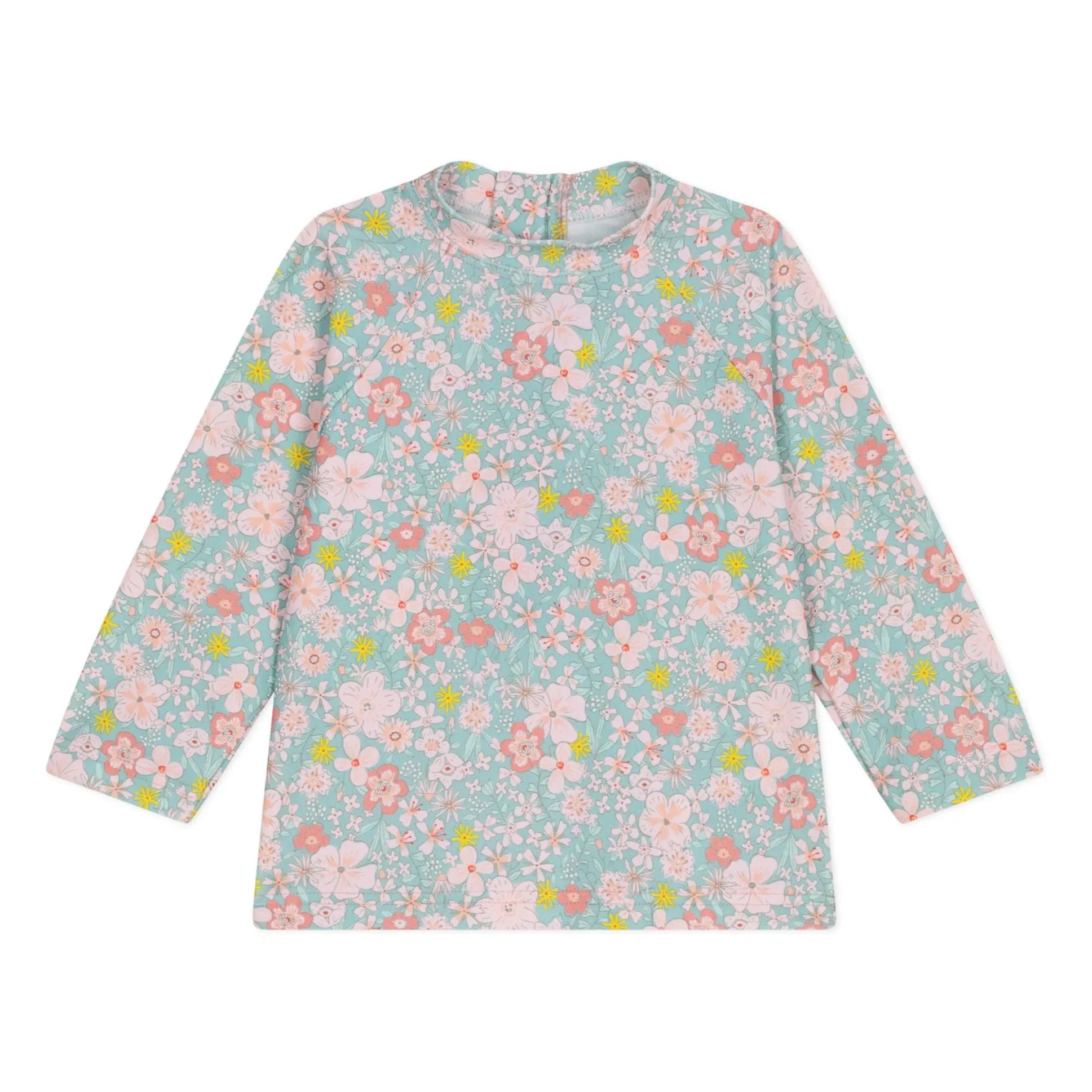 Petit Bateau - Fleuri Baby UV Protection Bath T-Shirt | Turquoise
