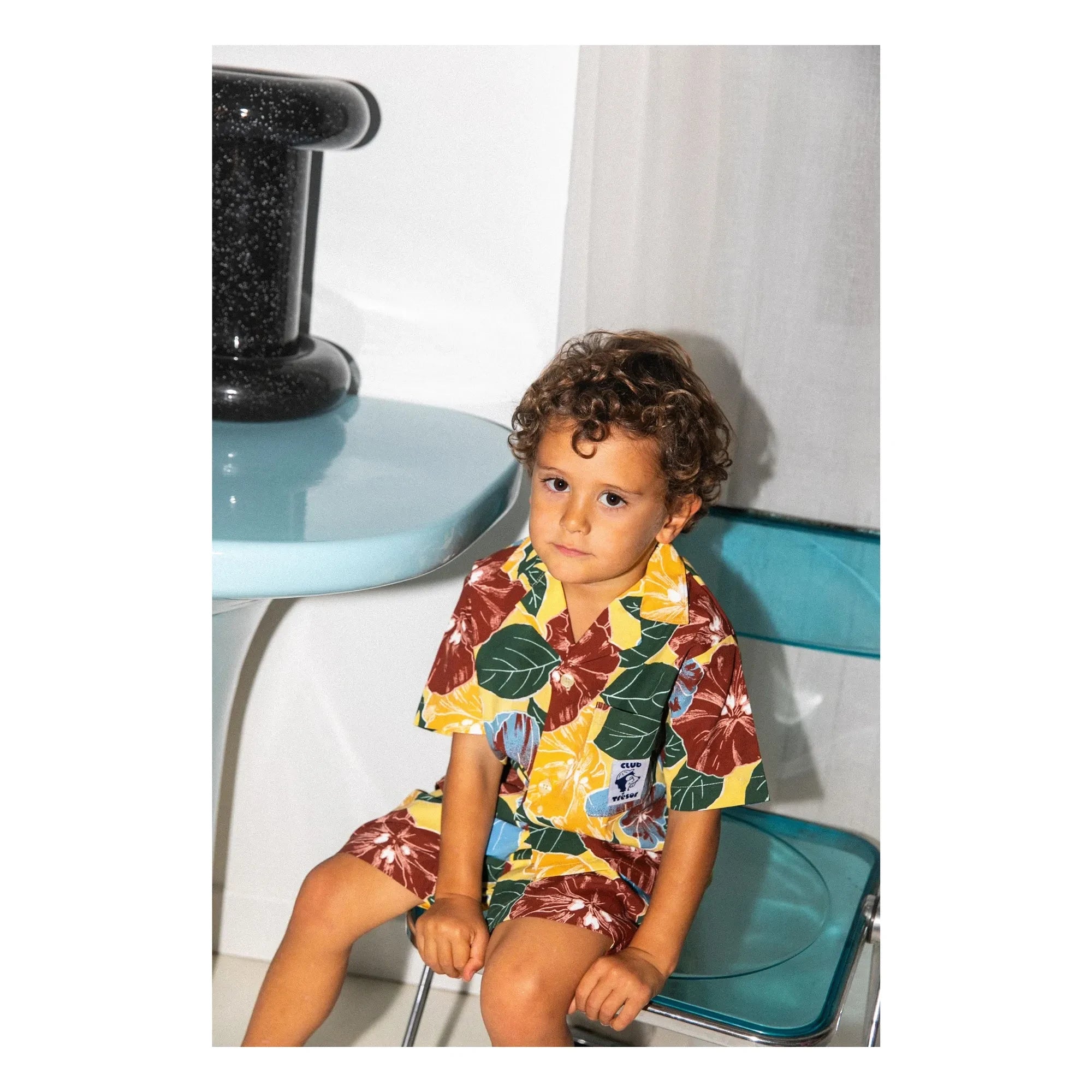 Club Trésor - Jumpsuit Popeline Shirt and Shorts Set | Yellow
