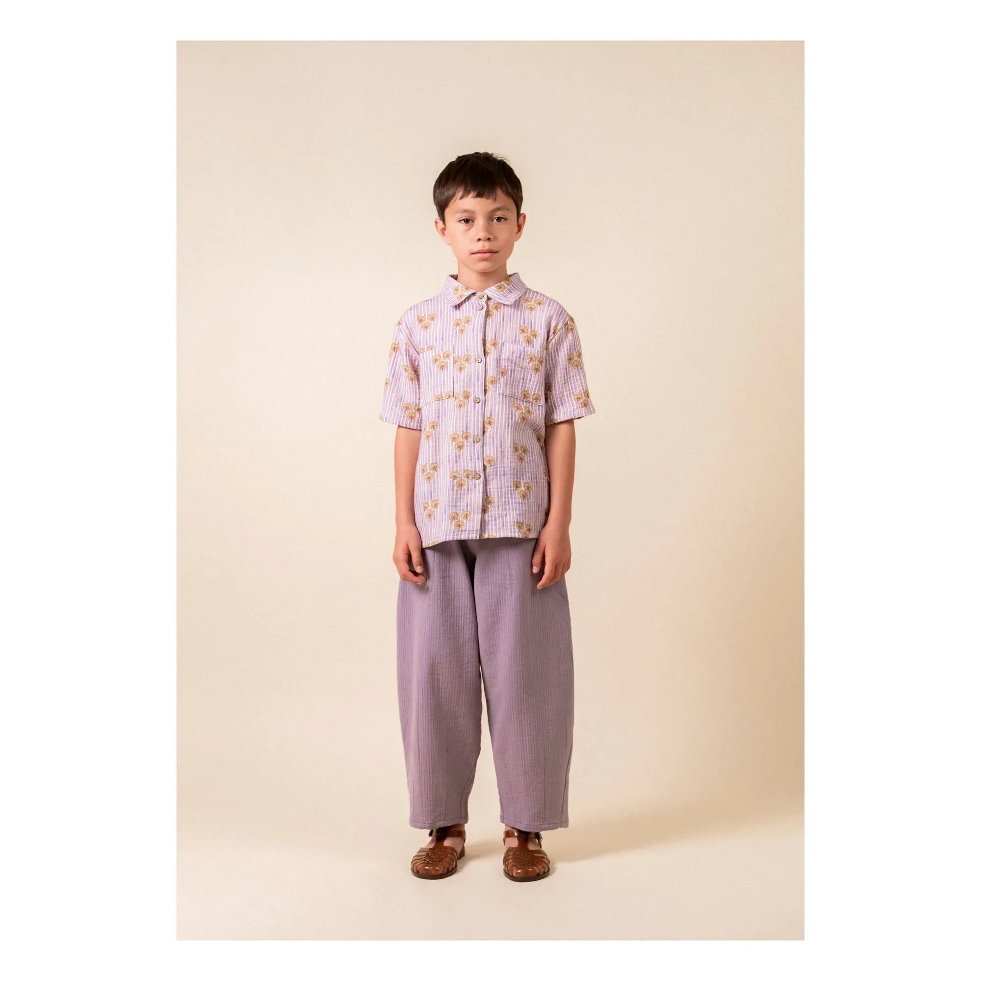 birinit - Loose Fit Vintage Organic Cotton Gaze Pants | Beige