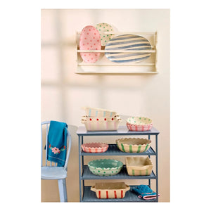 Rice - Striped stone ceramic pie tin | Green