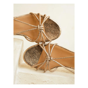 Bobbies - Tara Lamé Deri Sandalet | Altın