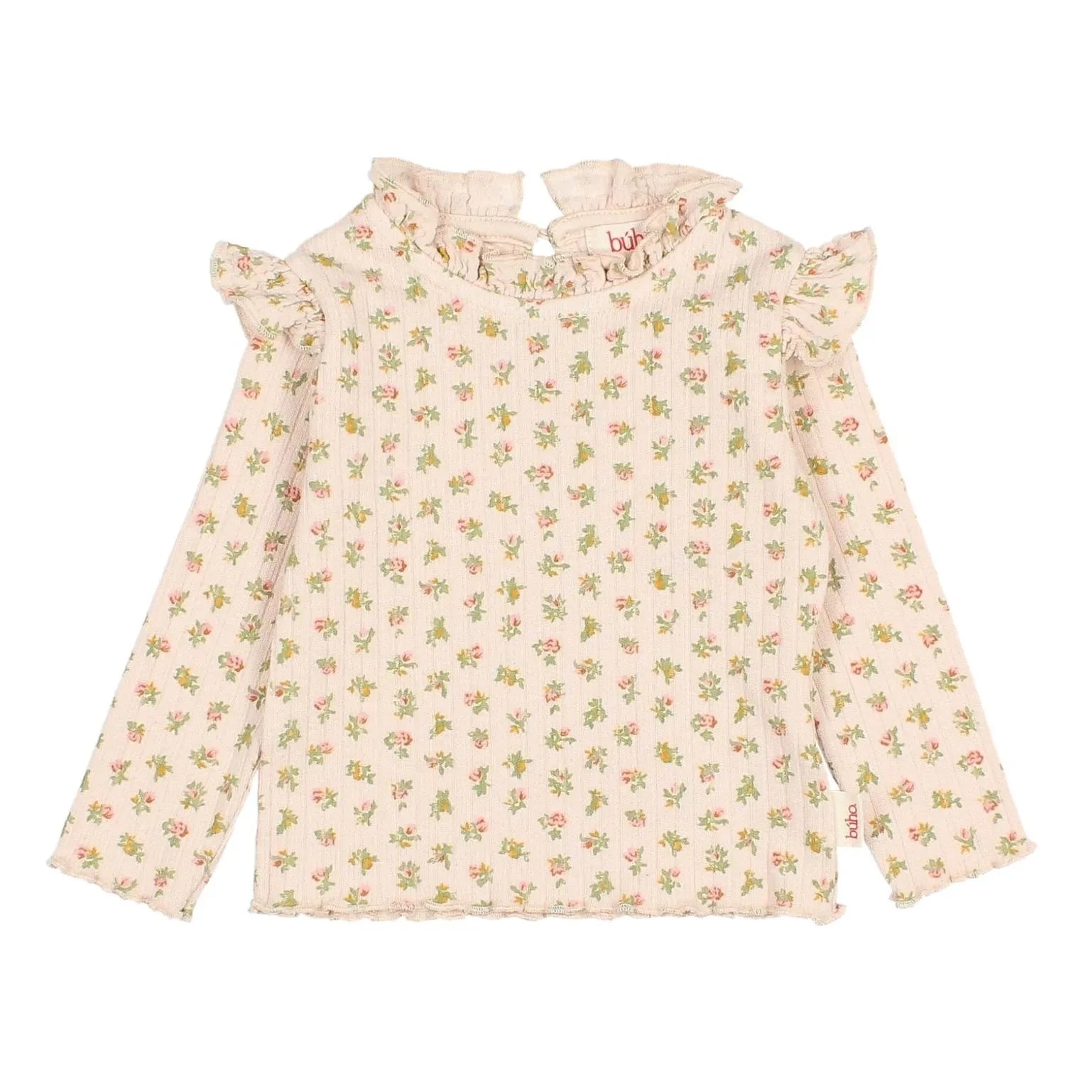 Búho - Floral Cottage Ruffled Ribbed T-Shirt | Light Pink