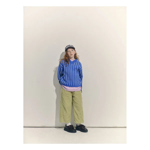 Main Story - Organik Pamuklu Çizgili V Yaka Sweatshirt | Electric blue