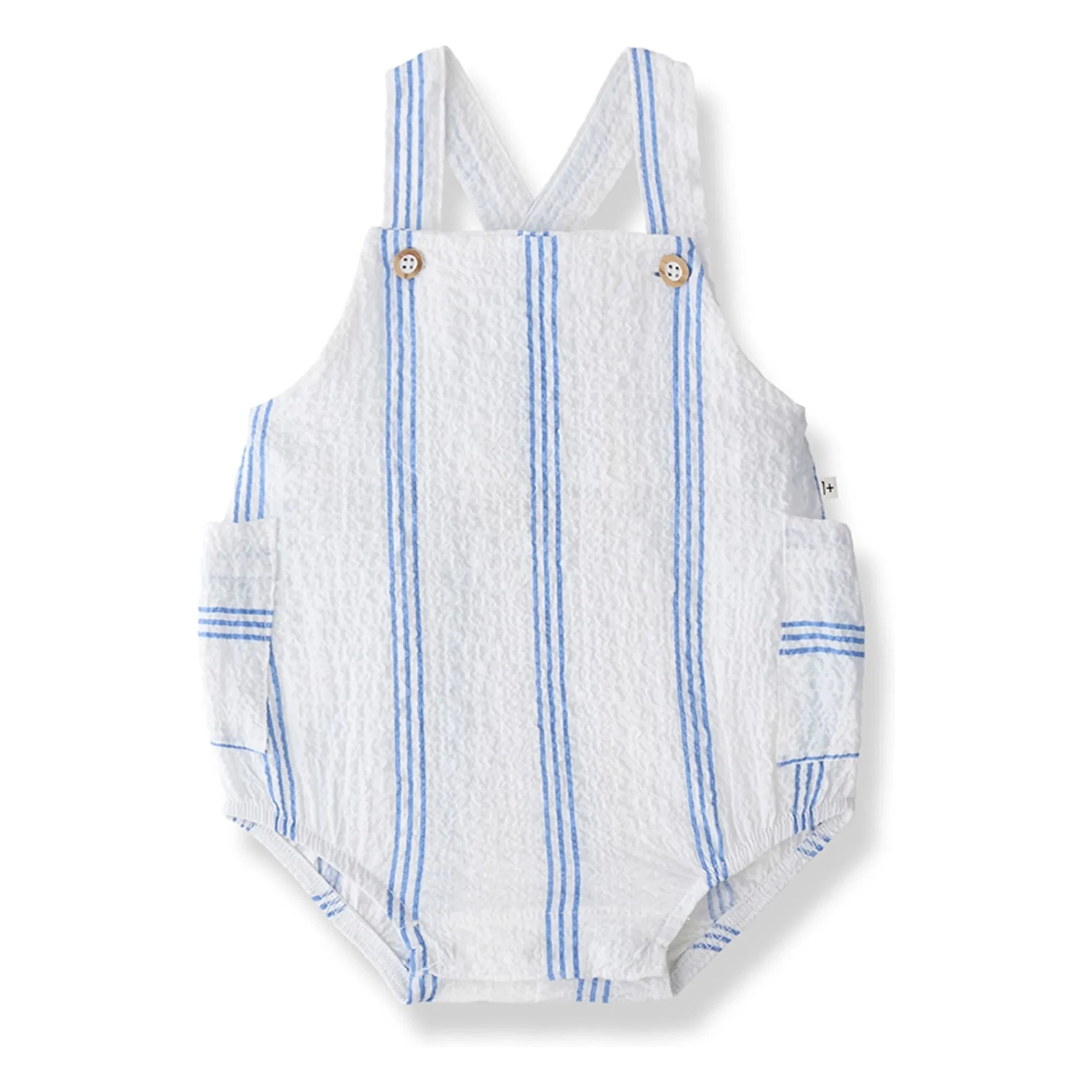 1+ in the family – Gestreifter Portitxol Overall | Hellblau