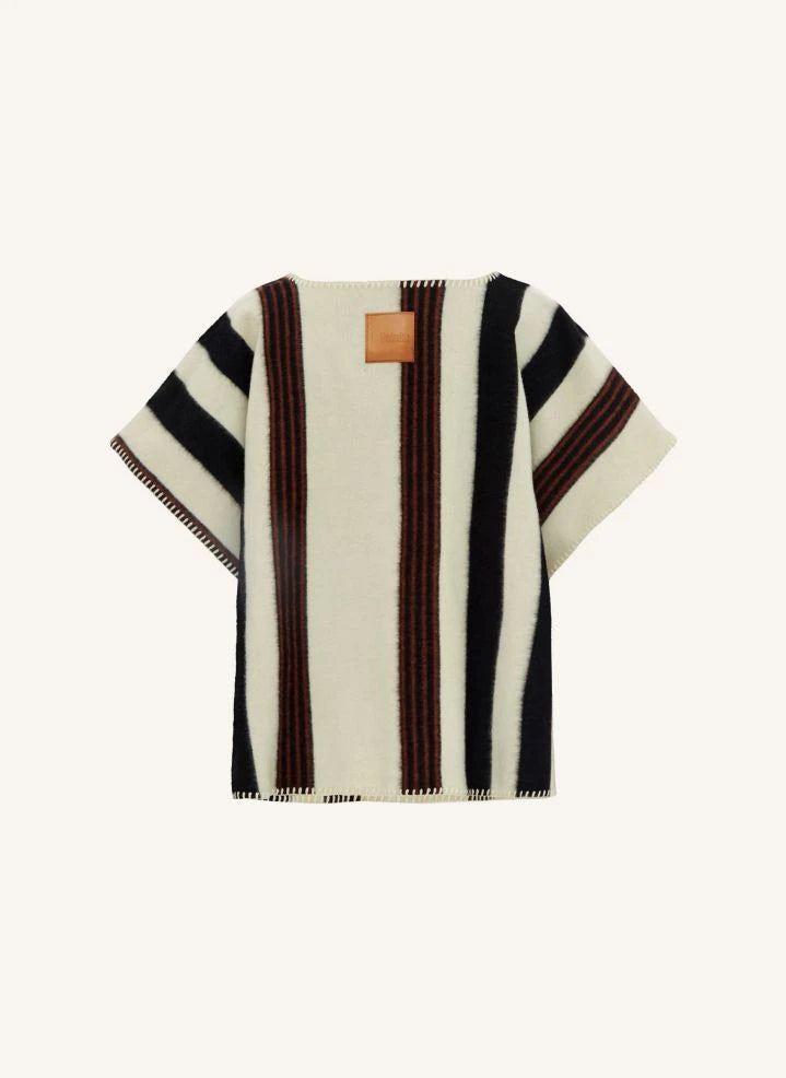 La Méricaine - Blackfeet Recycled Wool Long Poncho | Ecru